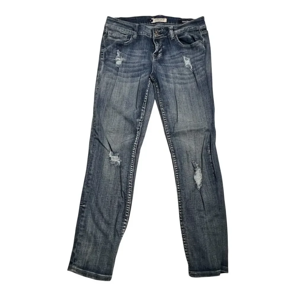Vigold Womens Jeans Distressed Skinny sz 13 Grunge Casual Basic Denim